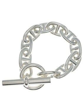 Hermes Chaine D'ancre TGM 10 Pieces Chain Bracelet Silver